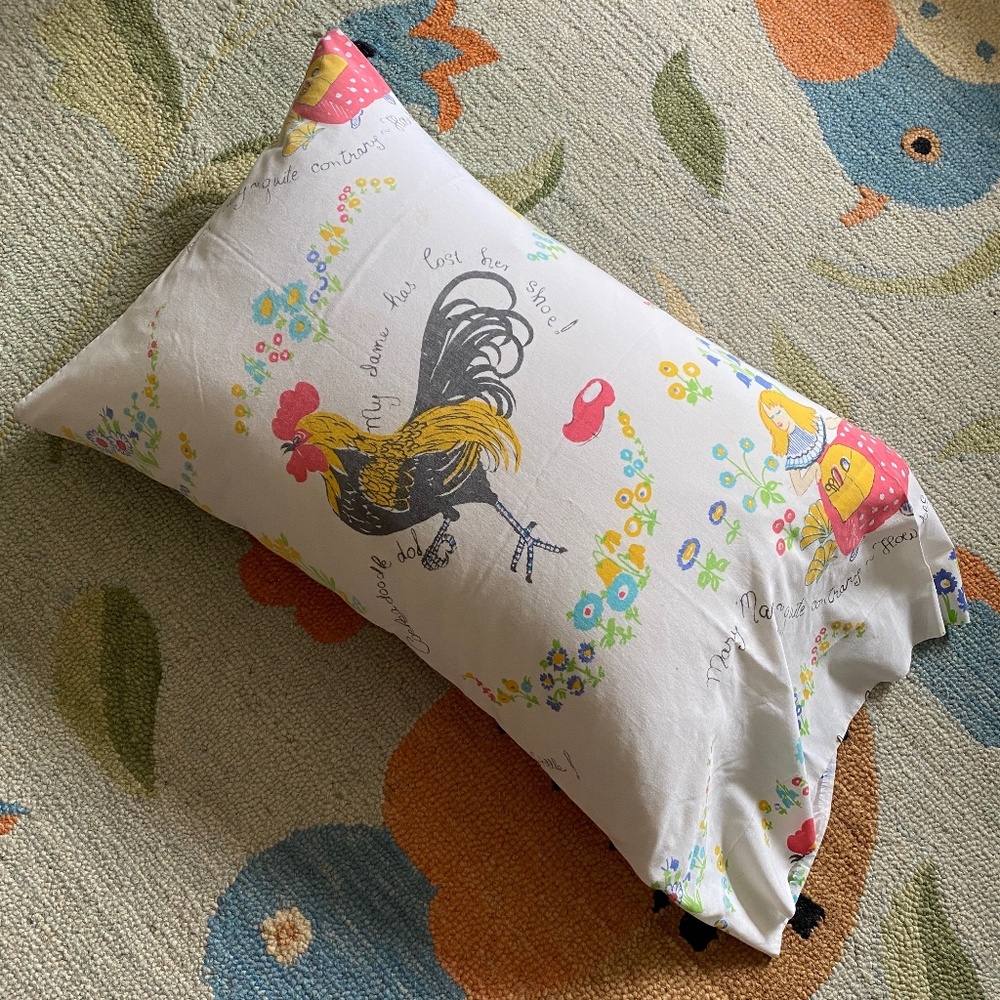 1970s Bibb Pillowcase I Erica Wilson I "Owl & Pussycat"